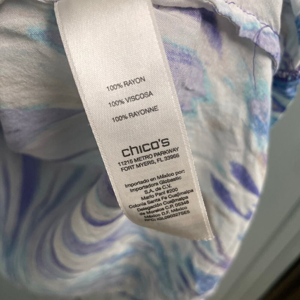 Chicos Size 2 Large Colorful Batik Lightweight Blouse Top 3/4 Sleeve Casual - Picture 4 of 4